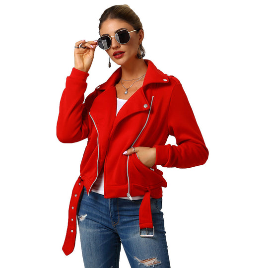 Damen edgy und stilvolle Bikerjacke mit Reißverschluss und praktischen Taschen EB