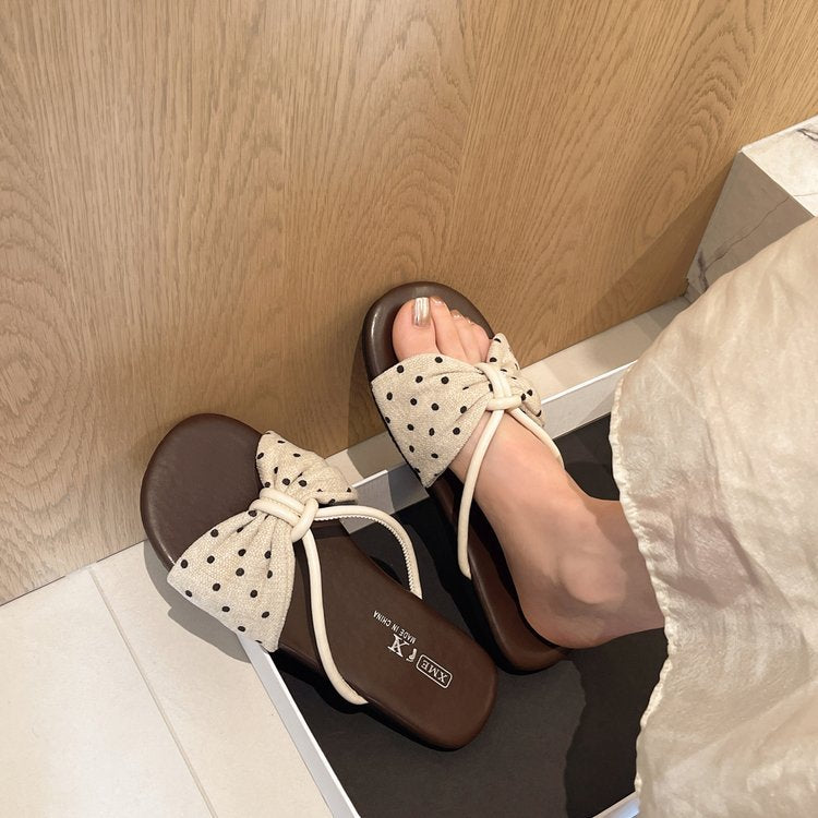 Damen modische Badeslipper mit dekorativer Schleifenapplikation EB