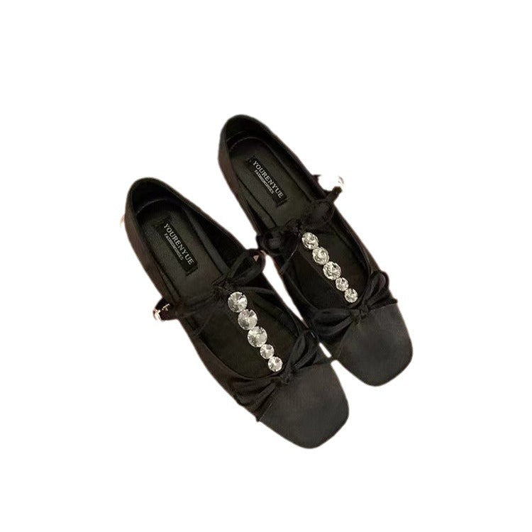 Damen elegante Ballerinas mit modischem Schleifenakzent und funkelnden Verzierungen EB