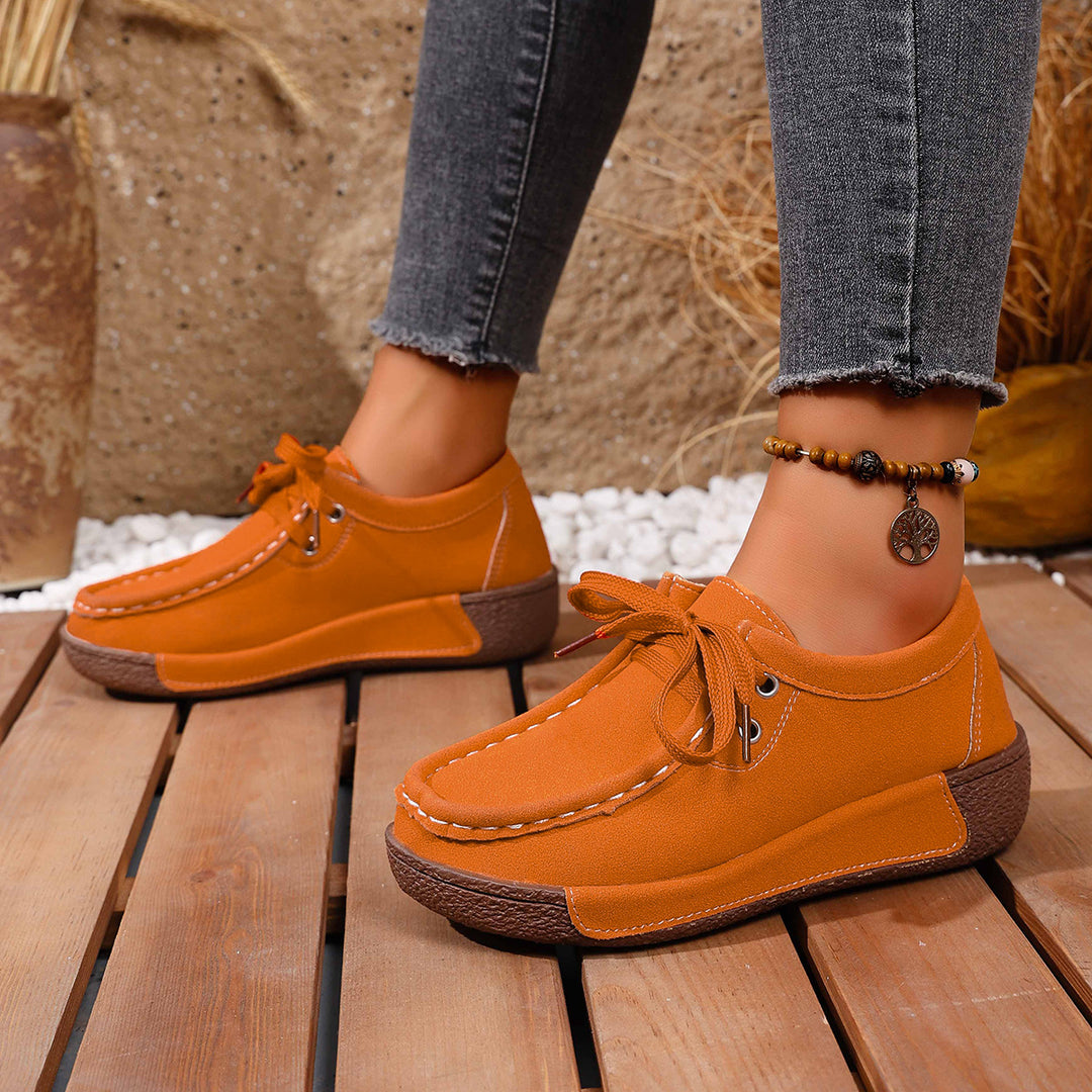 Damen bequeme Freizeitschuhe mit detailreichem Schnürdesign EB