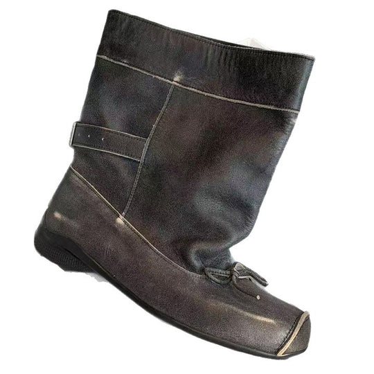 Damen modische Stiefeletten mit einzigartigem Schnitt und praktischem Riemen EB