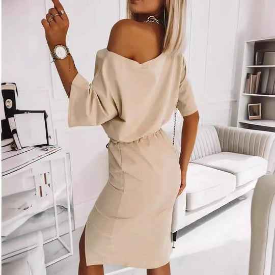 Damen lässiges Crop-Top und Rock Set mit seitlichem Schlitz EB