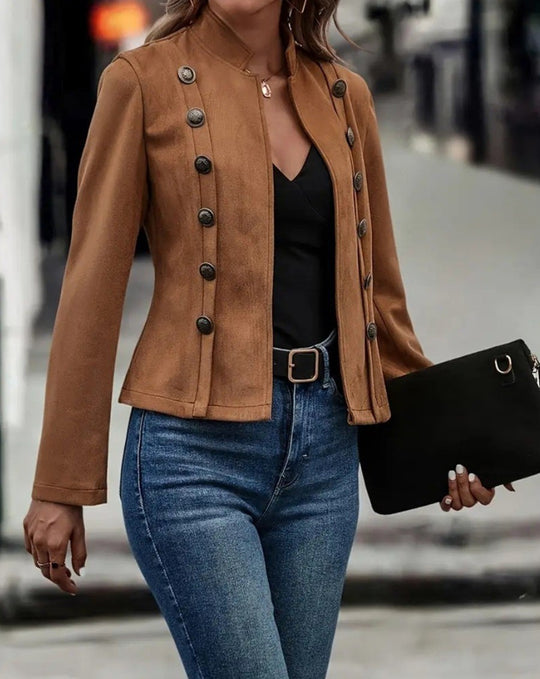 Damen romantischer Blazer mit einzigartigen Knopfdetaills EB