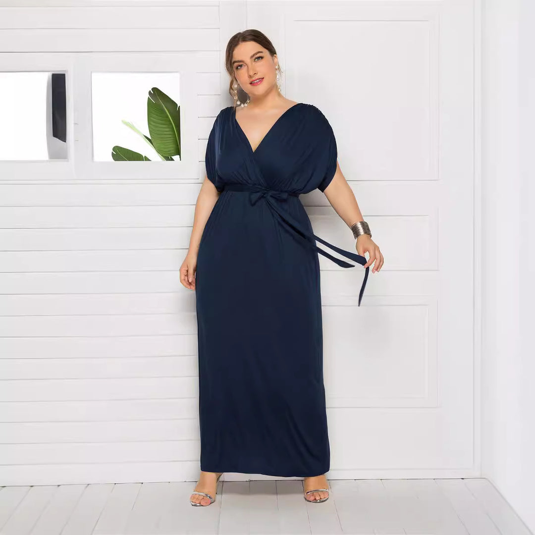 Damen Maxikleid mit raffiniertem Wickeldesign EB