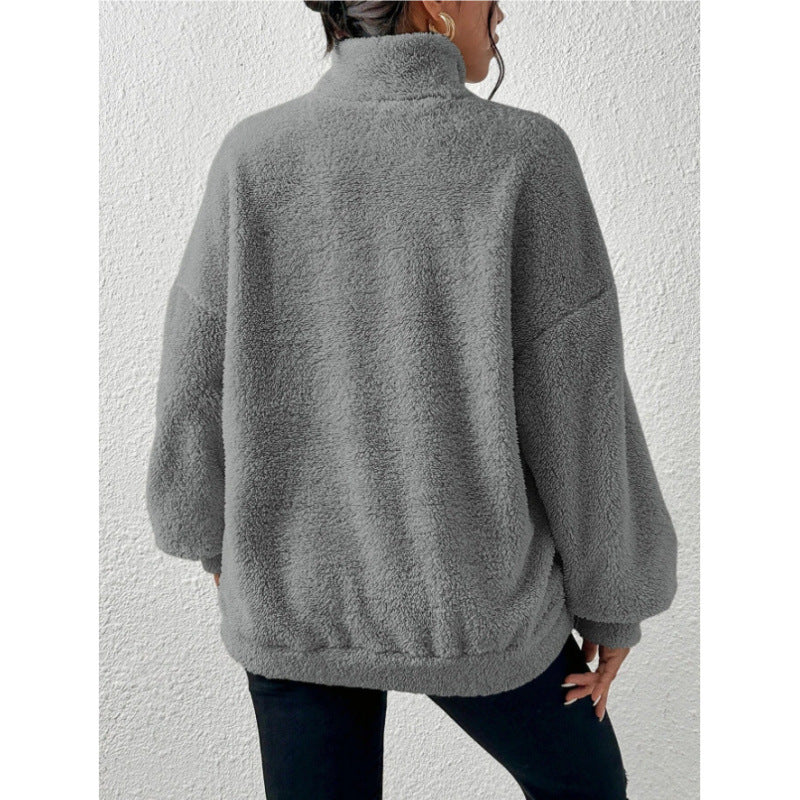Damen Fleece-Pullover mit hohem Kragen EB