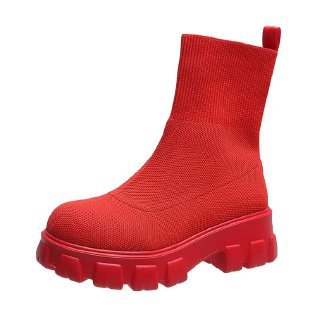Damen trendige Stiefel mit hohem Schaft und robustem Plateau EB