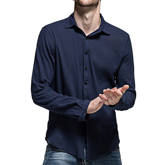 Herren lässiges Langarmhemd aus Leinenmix EB