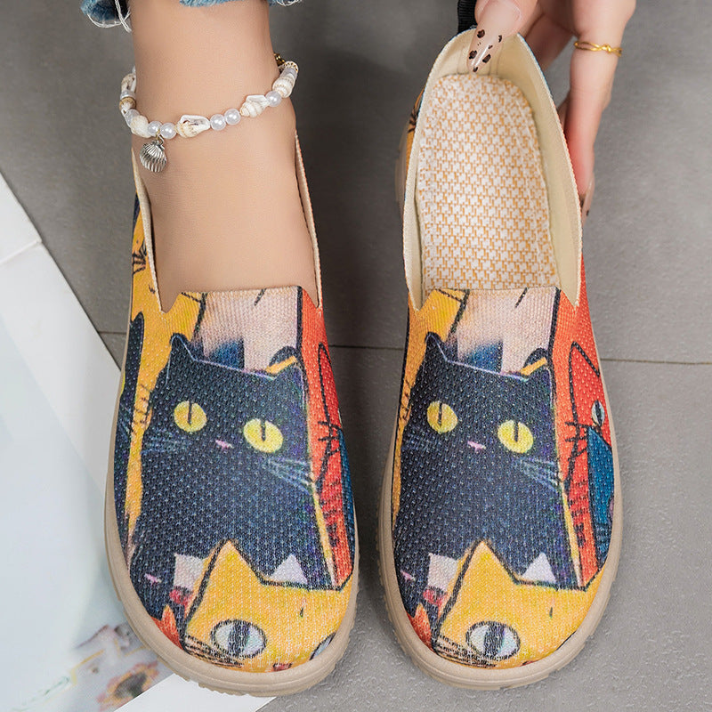 Damen Bunte Slip-On Freizeitschuhe mit Komfort-Einschub EB