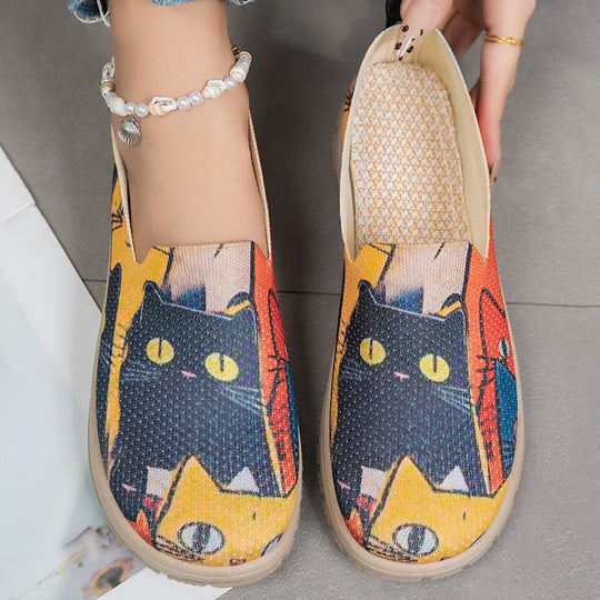 Damen Bunte Slip-On Freizeitschuhe mit Komfort-Einschub EB