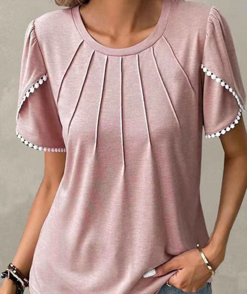 Damen Blusenshirt mit dekorativen Falten und eleganten Ärmelakzenten Heidi-Mode