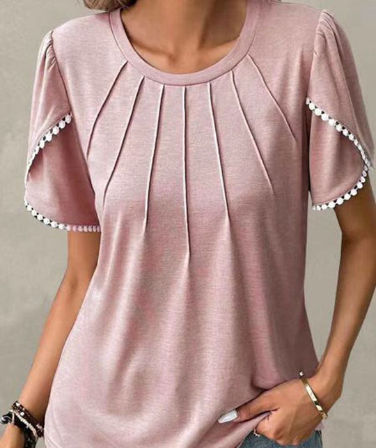 Damen Blusenshirt mit dekorativen Falten und eleganten Ärmelakzenten Heidi-Mode
