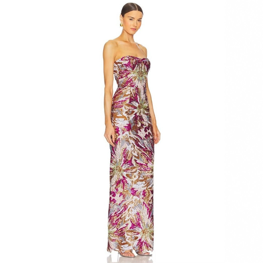 Damen Glamouröses Abendkleid mit schillernden Pailletten und taillierter Silhouette EB