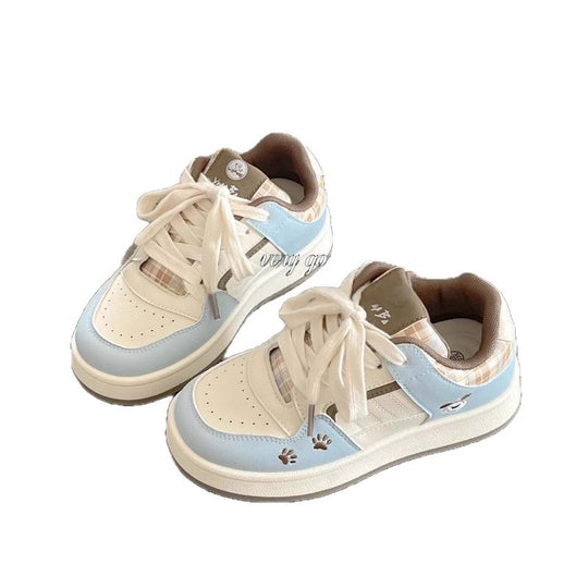 Damen Sportliche Sneakers mit verspieltem Karomuster und tierischen Akzenten EB