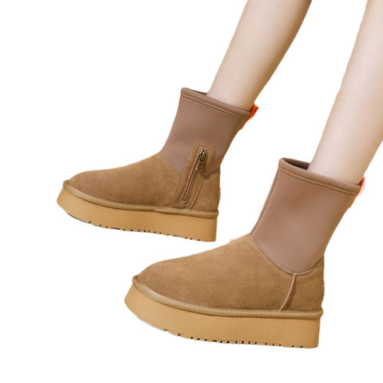 Damen Modische Stiefel mit elastischem Obermaterial und rutschfester Sohle EB
