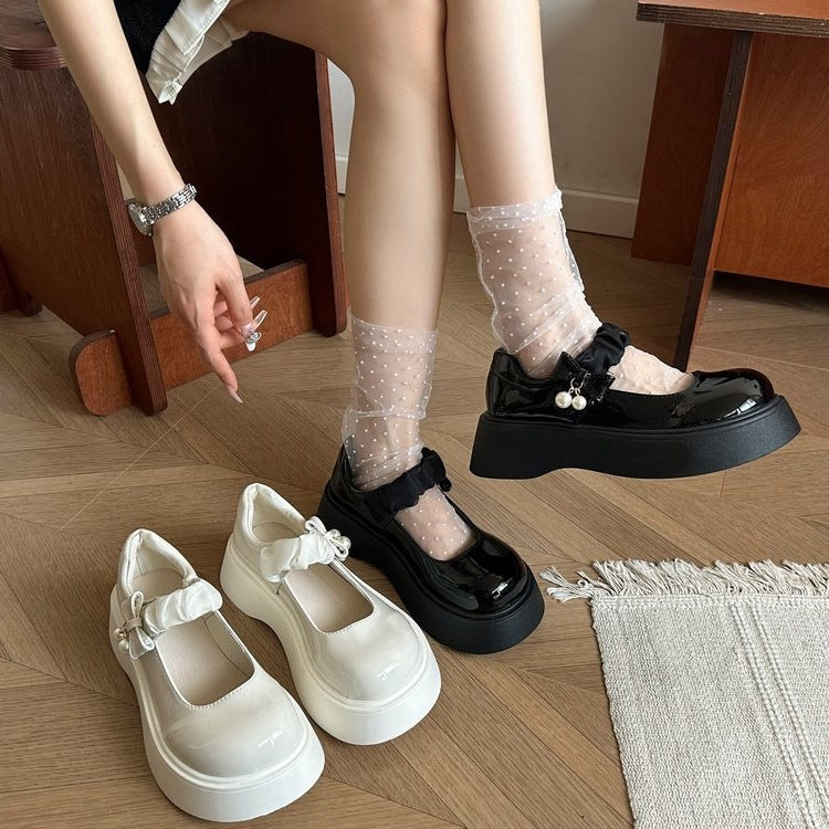 Damen modische Plateausneaker mit eleganter Schleifen-Applikation EB