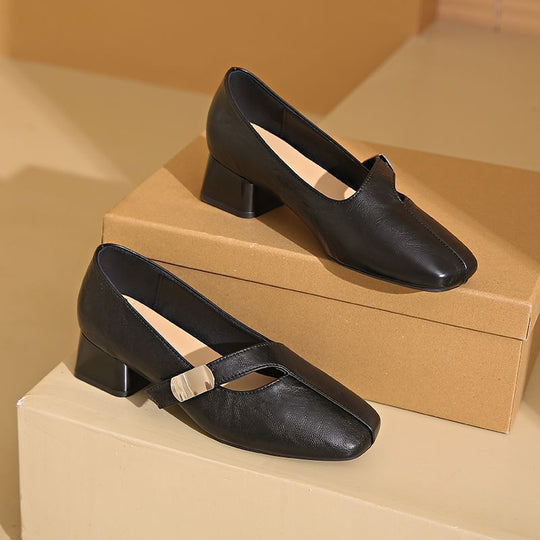 Damen Elegante Plateau-Pumps mit modischem Schnallen-Detail EB