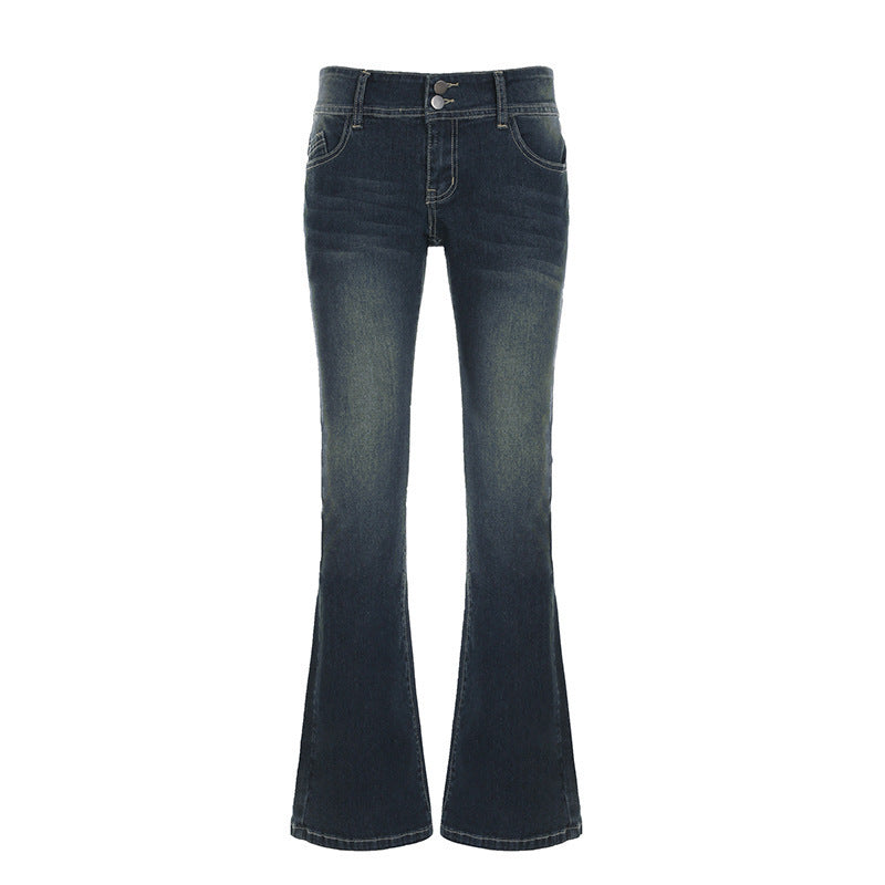 Damen Flared Jeans mit hohem Taillenbund und modischen Details EB