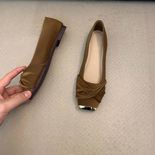 Damen Ballerinas mit eleganter Drapierung und glänzender Schuhspitze EB