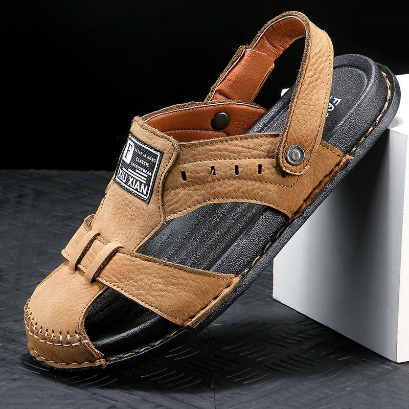 Herren Komfortable Leder-Sandalen mit verstellbarem Riemen EB