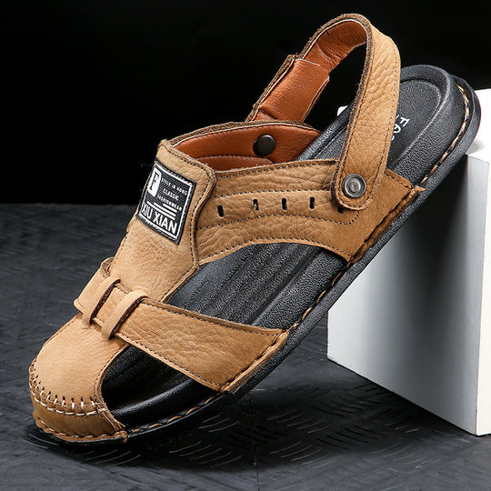 Herren Komfortable Leder-Sandalen mit verstellbarem Riemen EB