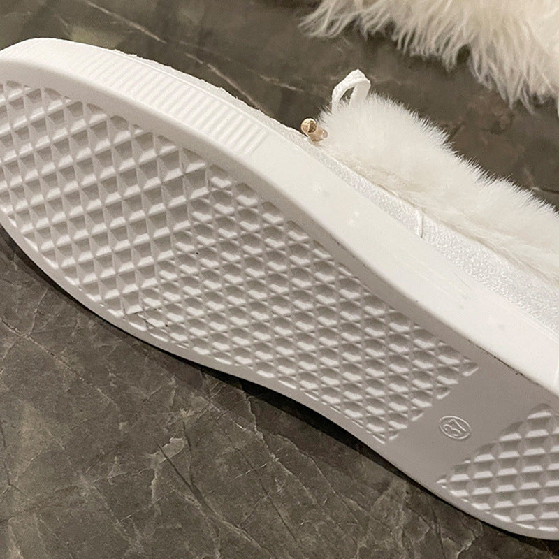 Damen Sneakers mit kuscheligem Fellkragen EB
