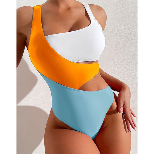 Damen Hochtaillierter Badeanzug mit modischen Cut-Outs EB