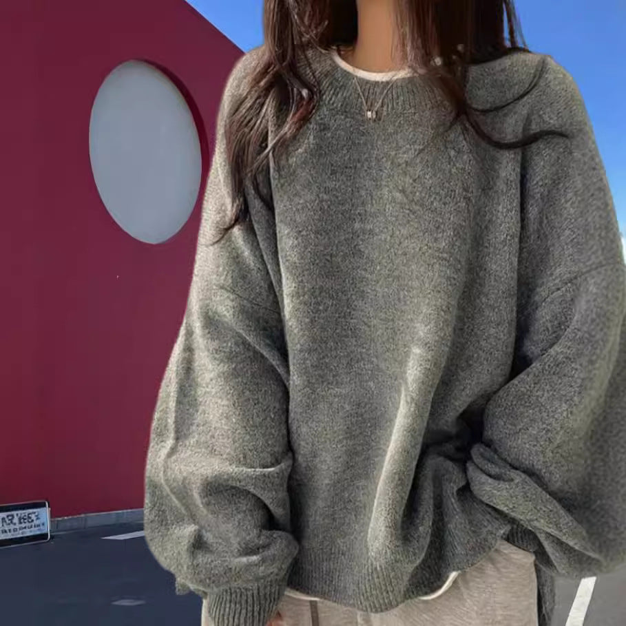 Damen Oversized Strickpullover mit eleganten Puffärmeln und modernem Design EB