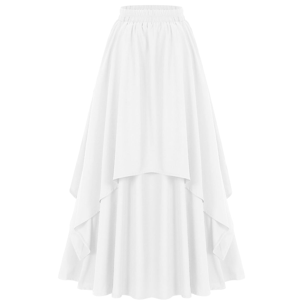Damen nan mehrlagiger Chiffon-Maxirock mit hohem elastischem Taillenbund und asymmetrischem Stufenfall Eb