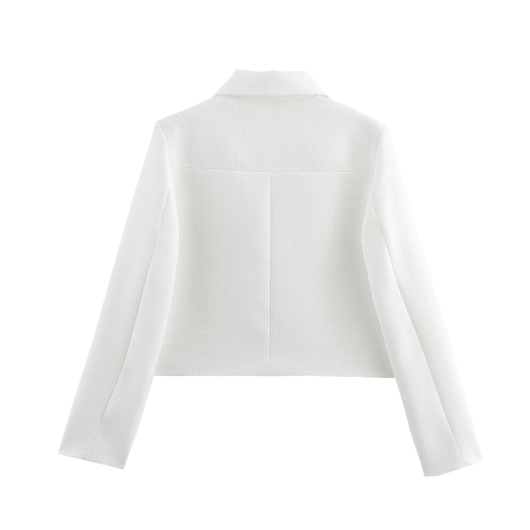 Damen elegante kurz geschnittene Jacke mit dekorativen Knopfdetails EB