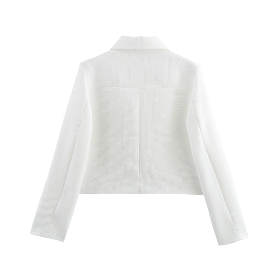 Damen elegante kurz geschnittene Jacke mit dekorativen Knopfdetails EB