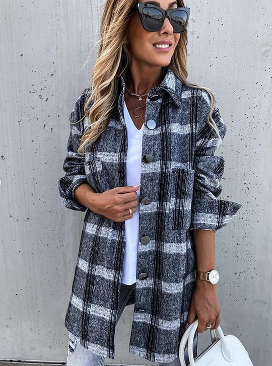 Damen Karierte Overshirtjacke EB
