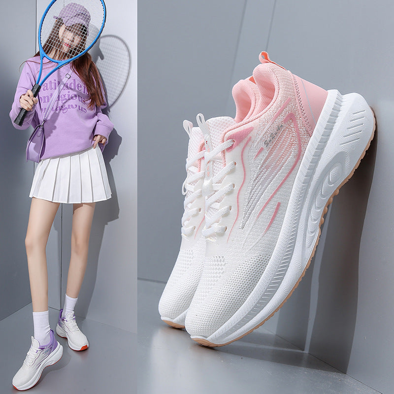 Damen Atmungsaktive Freizeitsneaker mit stoßdämpfender Sohle und elastischer Schnürung EB