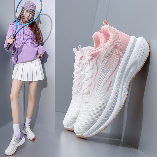 Damen Atmungsaktive Freizeitsneaker mit stoßdämpfender Sohle und elastischer Schnürung EB