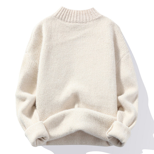 Damen Hochwertiger Rippstrickpullover mit hohem Kragen und lässigem Schnitt EB