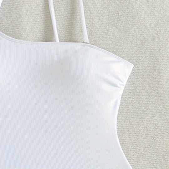 Damen asymmetrischer Einteiler Badeanzug mit Schleifen-Details EB