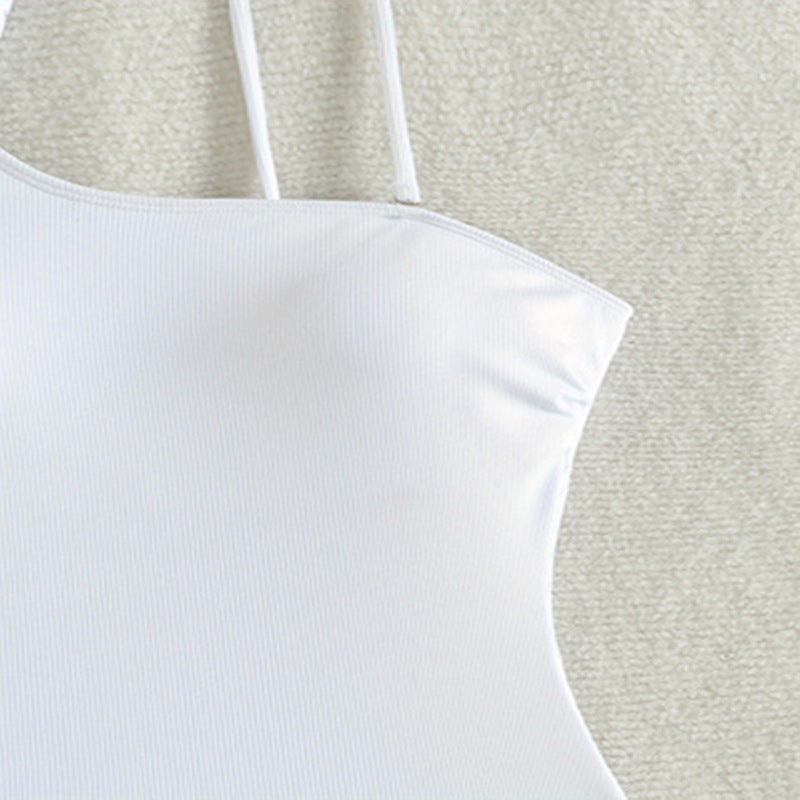 Damen eleganter asymmetrischer Einteiler Badeanzug mit Schleifenakzent EB