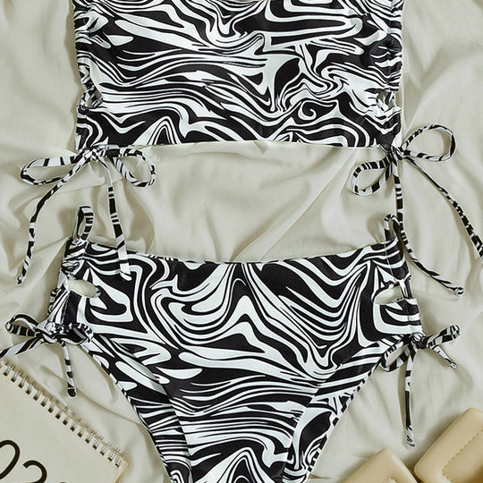 Damen Bandeau-Bikini-Set mit Stilvollem Rüschendesign EB