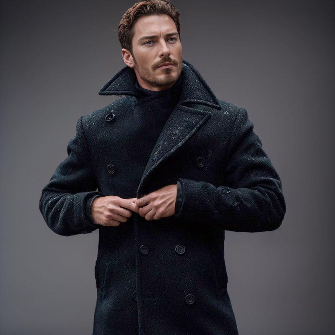 Herren eleganter und stilsicherer Peacoat mit doppelter Knopfreihe EB