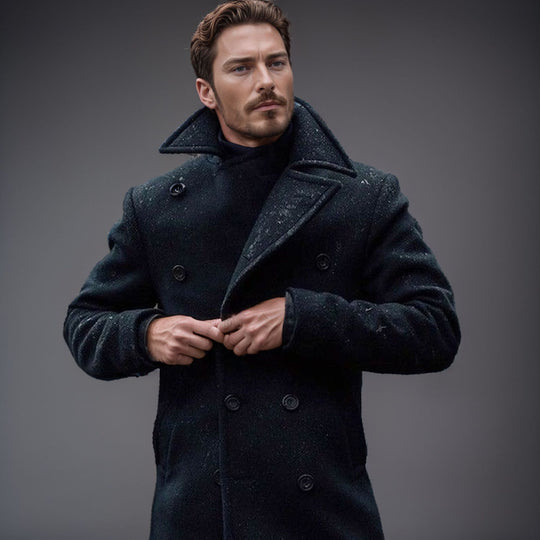 Herren eleganter und stilsicherer Peacoat mit doppelter Knopfreihe EB