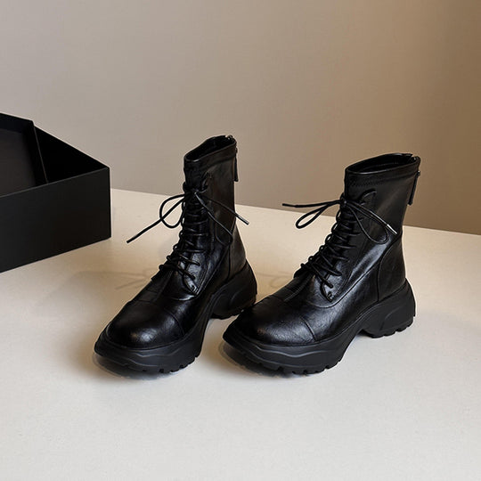 Damen Schnürstiefel mit rutschfester Sohle und probatem Reißverschluss EB