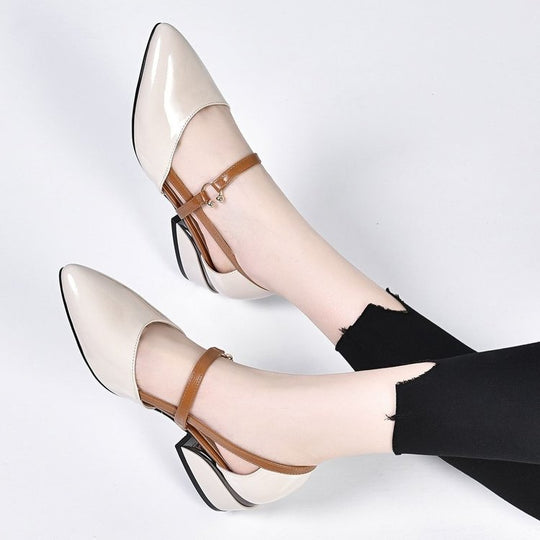 Damen Elegante Ballerinas mit modischer Schnallenverzierung EB