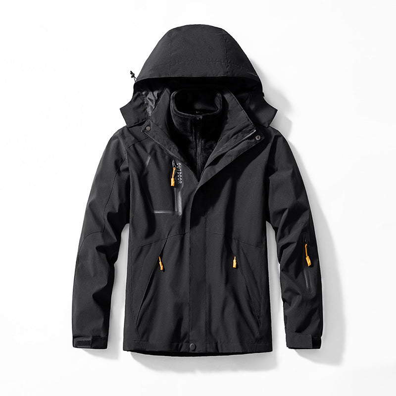 Herren dreiteilige Softshell- und Fleece-Outdoorjacke mit wasserdichter Membran und Kapuze EB