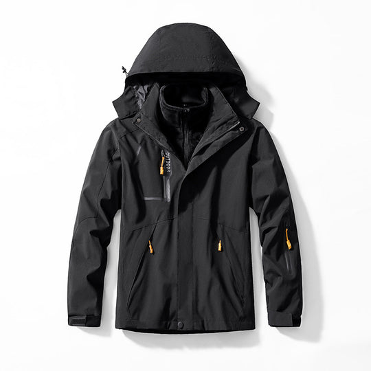 Herren dreiteilige Softshell- und Fleece-Outdoorjacke mit wasserdichter Membran und Kapuze EB