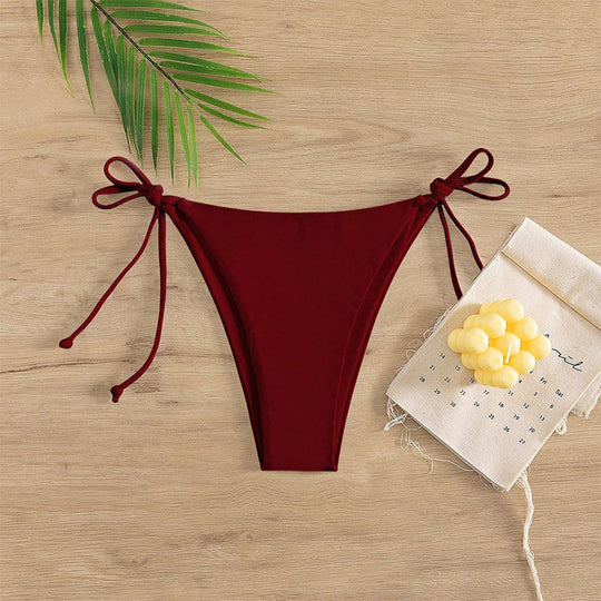 Damen Hochgeschnittenes Bikini-Unterteil mit verstellbaren Bindebändern EB