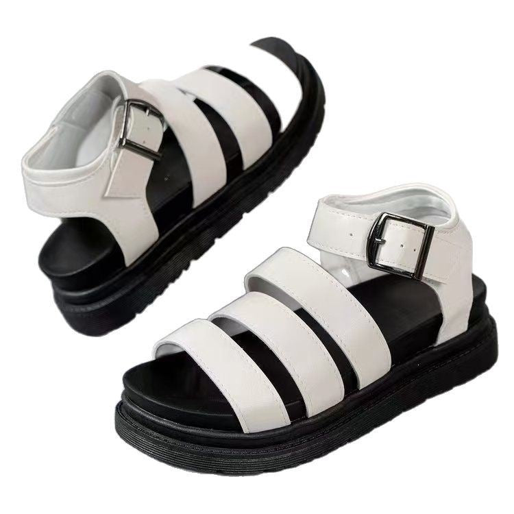 Damen Sportliche Plateau-Sandalen mit verstellbarem Riemendesign EB