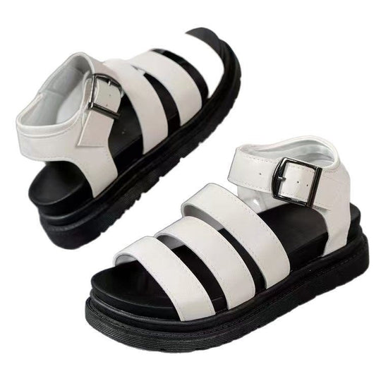 Damen Sportliche Plateau-Sandalen mit verstellbarem Riemendesign EB