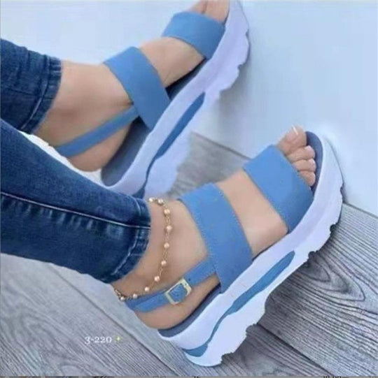Damen Wedge-Sandalen mit modischem Riemen-Design und anatomisch geformtem Fußbett EB