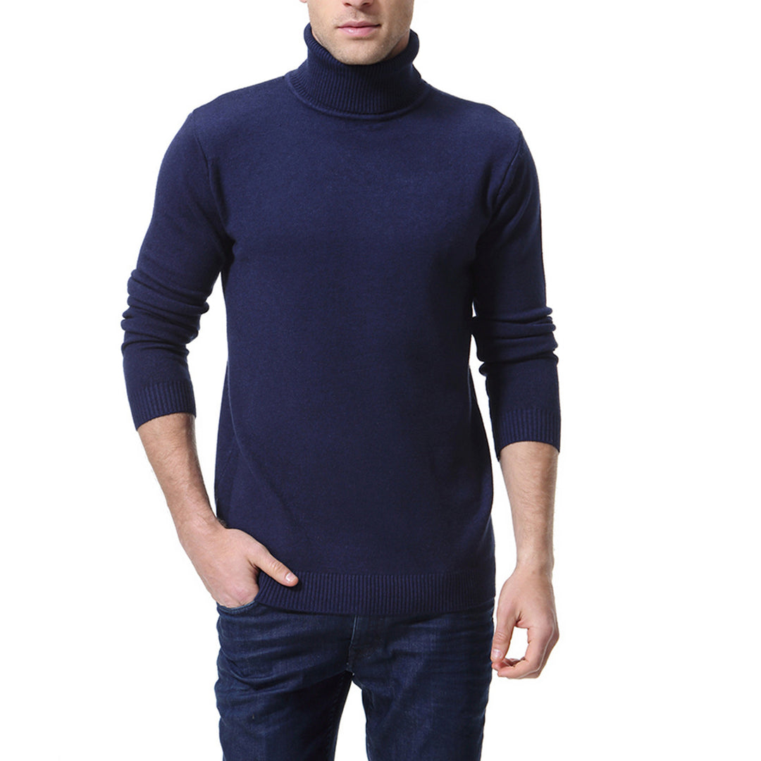 Herren nan schlanker Feinstrick-Rollkragenpullover aus Merino-Baumwollmix mit Rippenbündchen EB