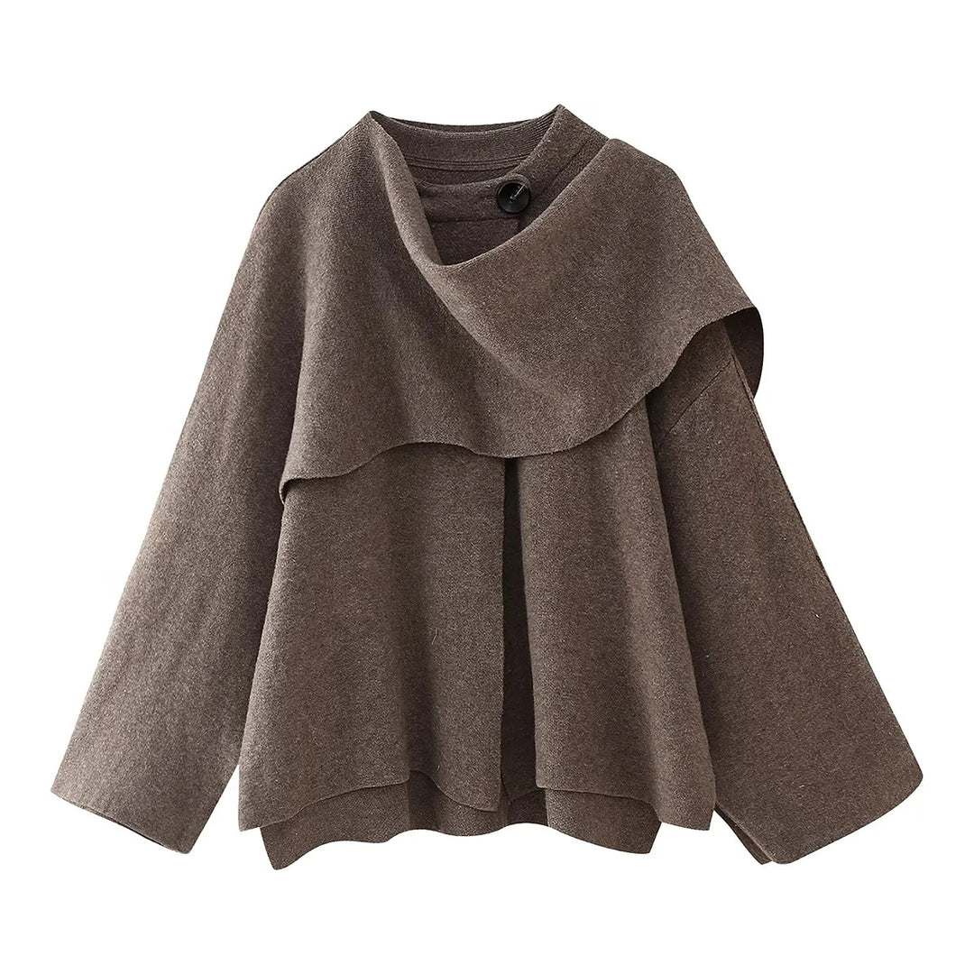 Damen modische Oversized-Jacke mit asymmetrischem Schnitt und schickem Stehkragen EB