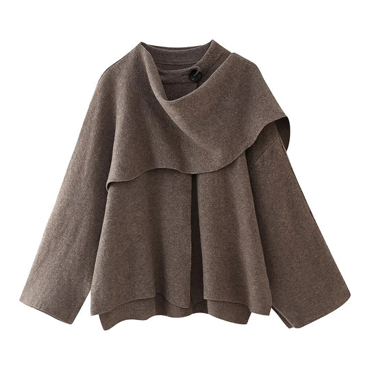 Damen modische Oversized-Jacke mit asymmetrischem Schnitt und schickem Stehkragen EB